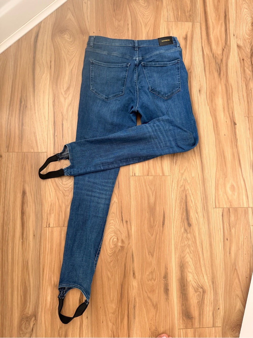 Express Indigo Stretch Jeggings with Stirrup Detail